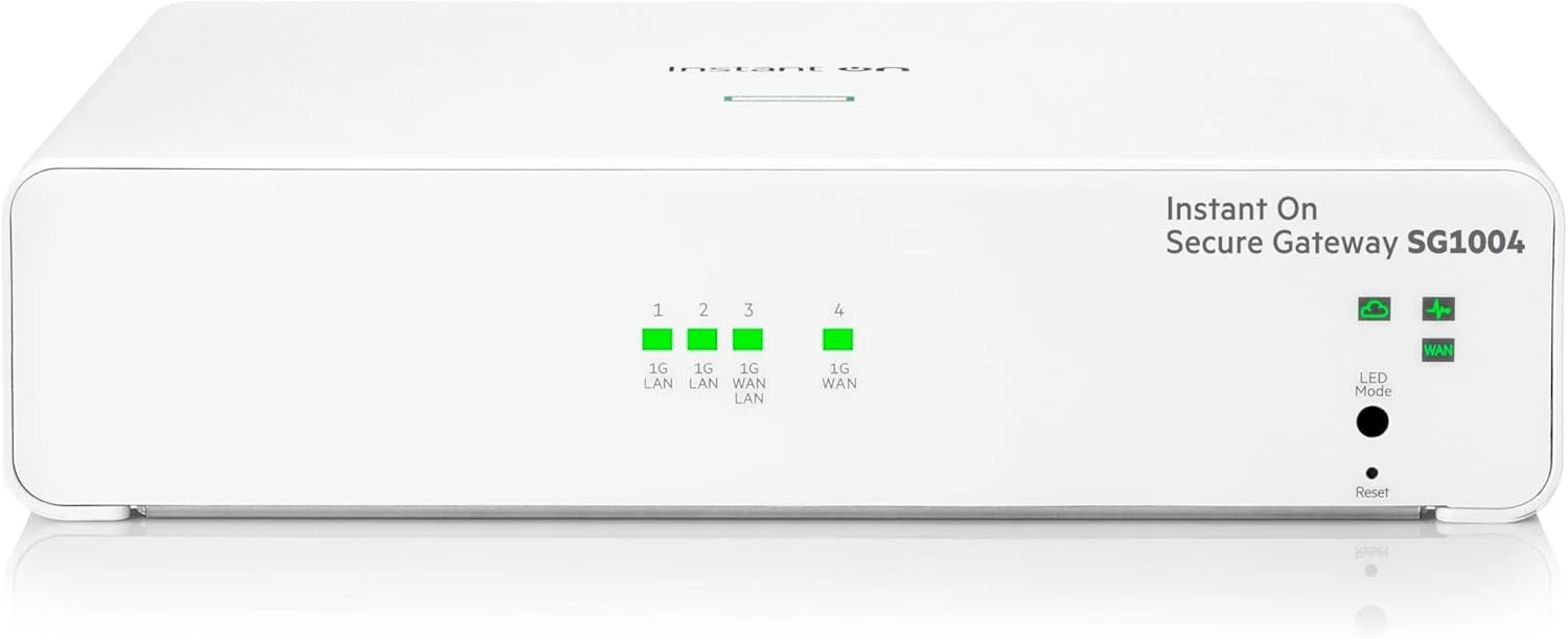 دروازه امنیتی HPE Networking Instant On SG1004 با 4 پورت 1G مدیریت شده هوشمند، 4 پورت 1GBase-T، سیم برق ایالات متحده (S0G33A#ABA) دروازه امنیتی HPE Networking Instant On SG1004 با 4 پورت 1G مدیریت شده هوشمند، 4 پورت 1GBase-T، سیم برق ایالات متحده (S0G33A#ABA)