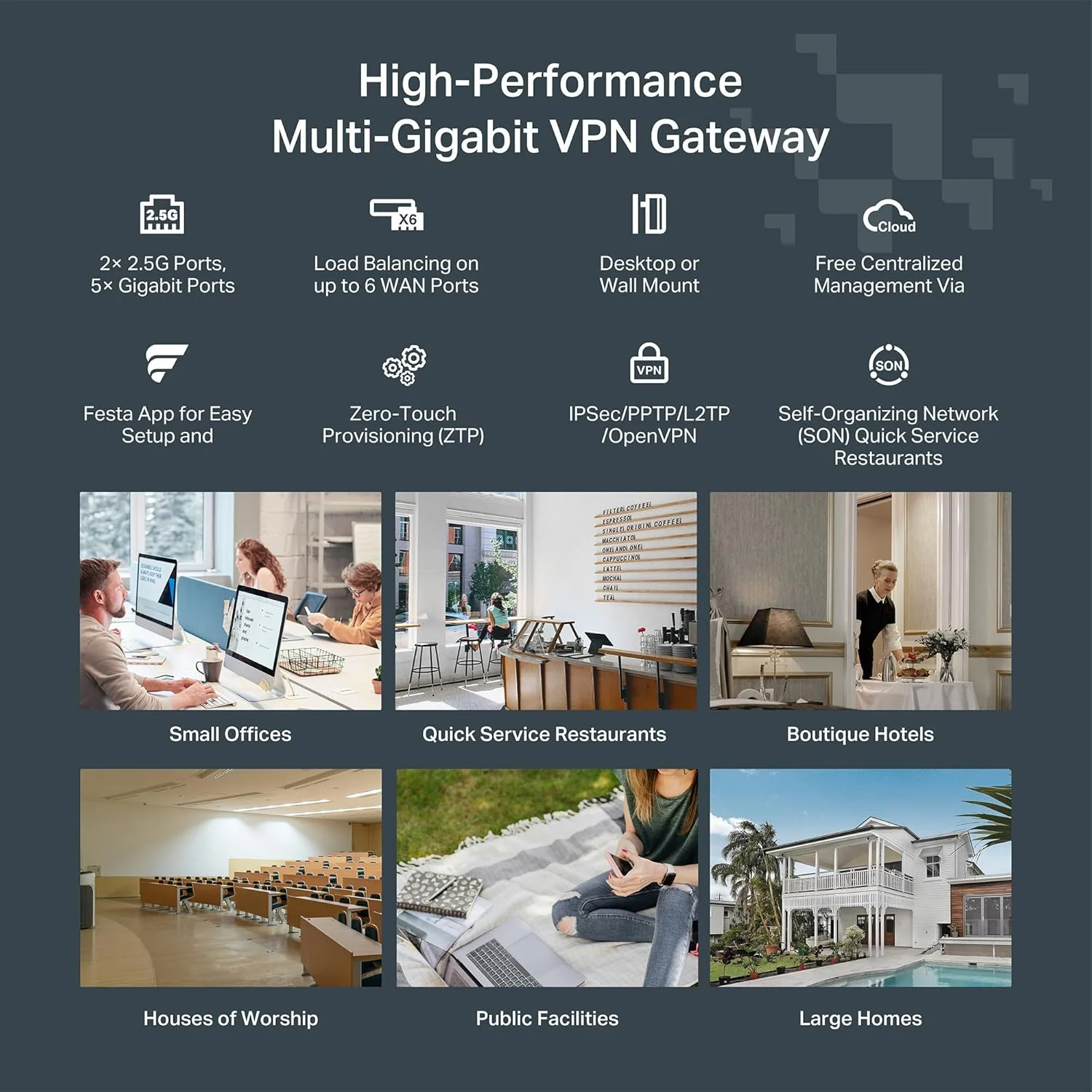 دروازه روتر سیمی چند گیگابیتی VPN تیپیلینک Festa FR307-M2 | 2 پورت 2.5G + 5 پورت گیگابیتی + 1 پورت USB WAN | شبکه خود سازماندهی | رایگان ابری | تعادل بار | IPSec/PPTP/L2TP/OpenVPN | با Omada کار نمی کند دروازه روتر سیمی چند گیگابیتی VPN تیپیلینک Festa FR307-M2 | 2 پورت 2.5G + 5 پورت گیگابیتی + 1 پورت USB WAN | شبکه خود سازماندهی | رایگان ابری | تعادل بار | IPSec/PPTP/L2TP/OpenVPN | با Omada کار نمی کند