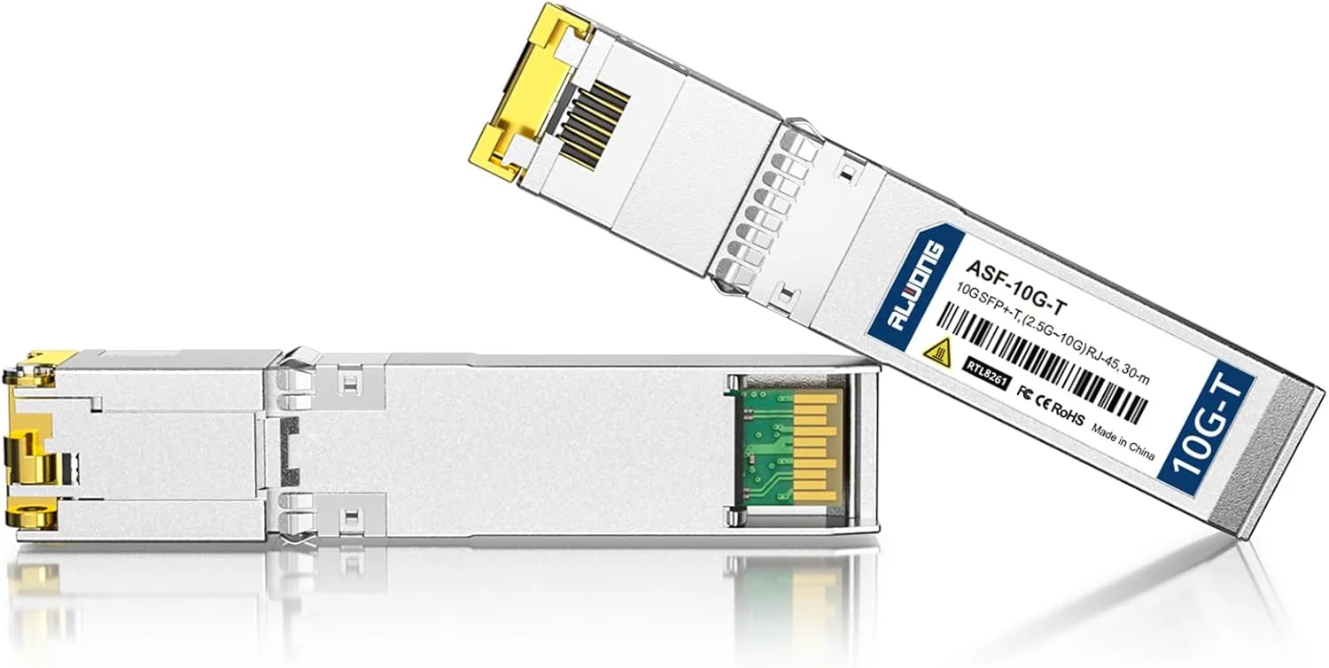فرستنده و گیرنده سازگار 10GBase-T Cisco SFP-10G-T-S، فرستنده و گیرنده 10G SFP+ Copper RJ-45 برای Ubiquiti، Meraki، Mikrotik، Netgear، D-Link، Accton، Cumulus، Emulex و غیره (CAT.6a/CAT7، 30 متر) بسته 2 عددی