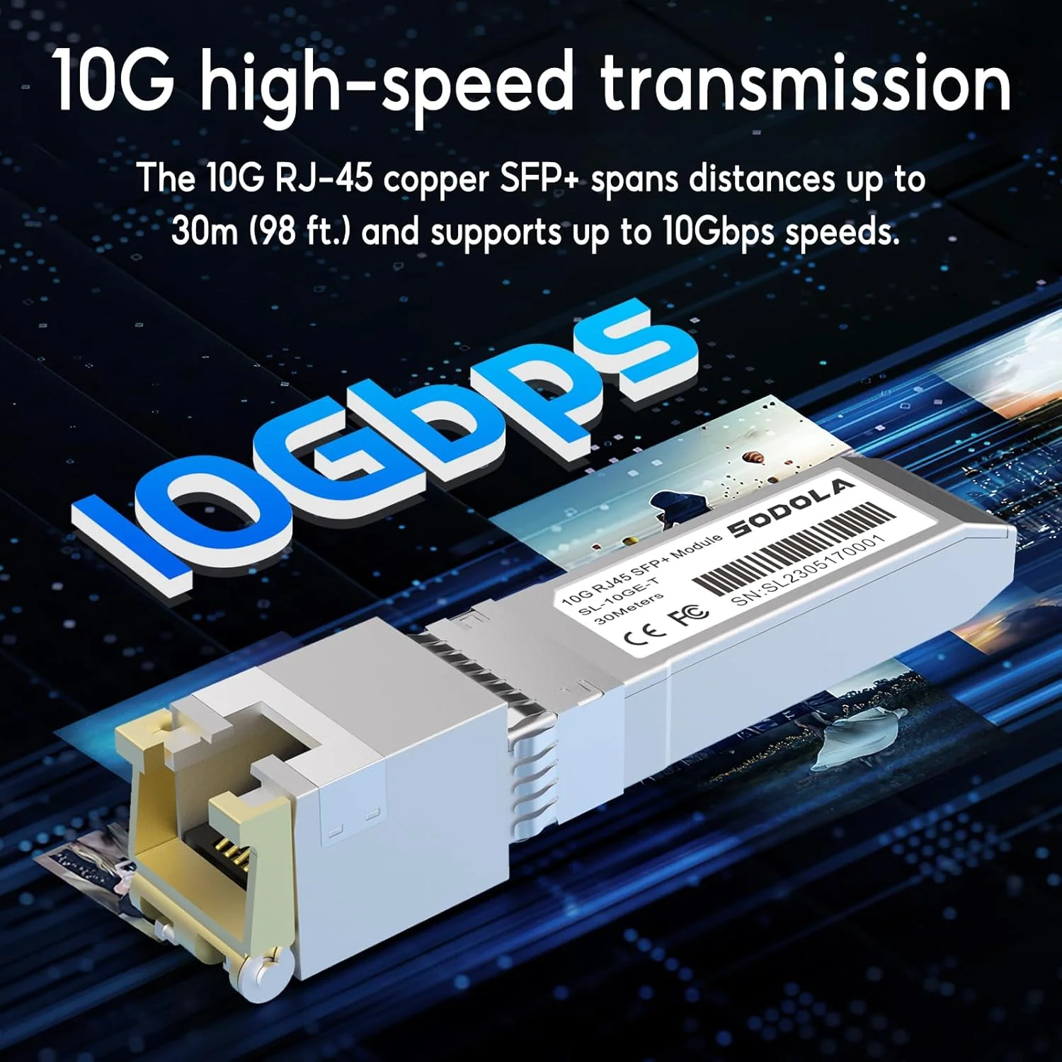 ماژول SODOLA 10GBase-T RJ45 SFP+، فرستنده و گیرنده مسی 10G SFP+ RJ-45 برای SODOLA، SFP به اترنت، Plug and Play، قابلیت اتصال سریع، تا 30 متر فاصله ماژول های SFP مسی (1 بسته)