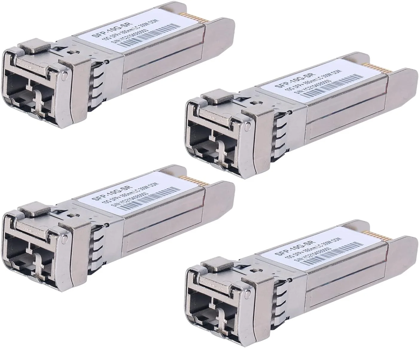 4 عددی فرستنده و گیرنده 10GBase-SR SFP+، ماژول LC چند حالته SFP، 10G 850nm MMF تا 300 متر، سازگار با Cisco SFP-10G-SR، Meraki MA-SFP-10GB-SR، Ubiquiti UF-MM-10G، Mikrotik، Netgear، D-Link و غیره