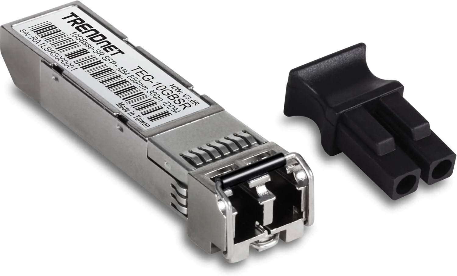 ماژول چند حالته LC SFP+ TRENDnet مدل TEG-10GBSR، با سرعت 10GBASE-SR، تا 550 متر، فرستنده و گیرنده SFP+ با قابلیت اتصال سریع، طول موج 850 نانومتر، کانکتور LC دوبلکس، پشتیبانی از DDM، حفاظت مادام العمر