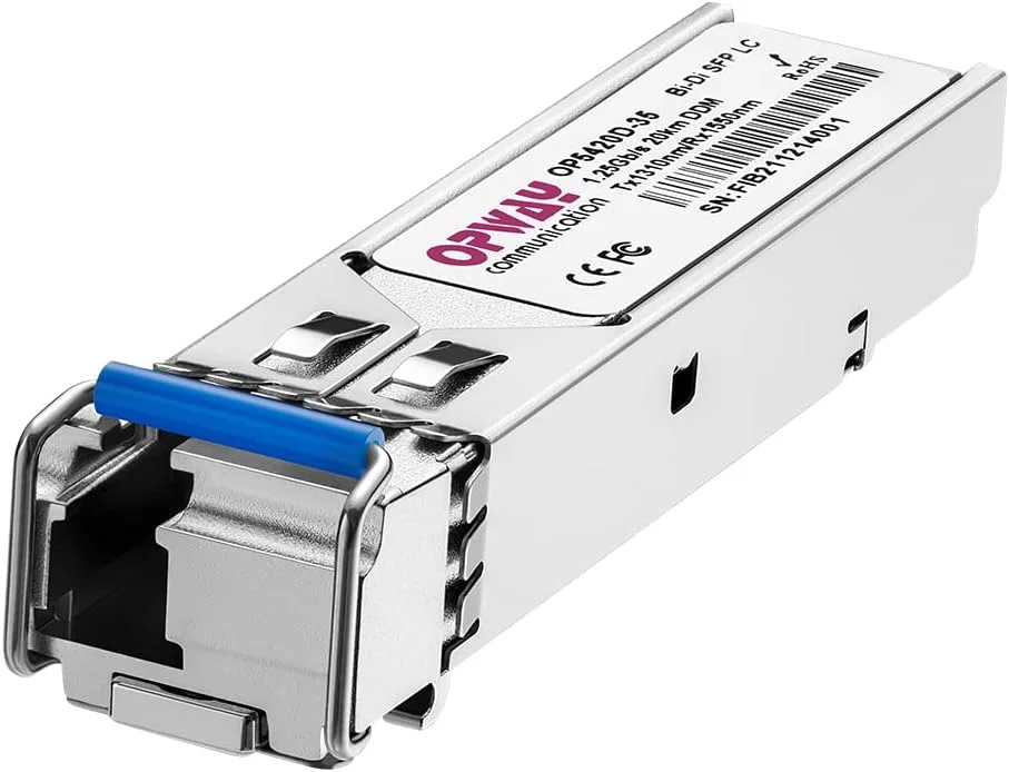 ماژول Tongyu SFP LC 1000Base 1310nm/1550nm 20km فرستنده و گیرنده تک LC برای سیسکو، Ubiquiti UF-SM-1G، نت گیر، میکروتیک و سایر سوئیچ های باز