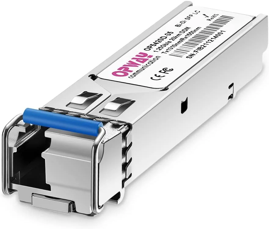 ماژول Tongyu SFP LC 1000Base 1310nm/1550nm 20km فرستنده و گیرنده تک LC برای سیسکو، Ubiquiti UF-SM-1G، نت گیر، میکروتیک و سایر سوئیچ های باز 4 عدد