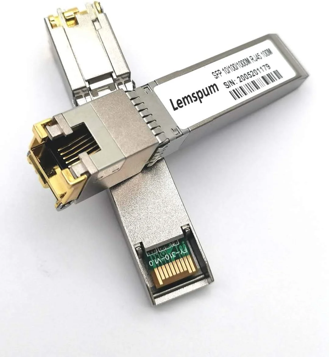 ماژول فرستنده و گیرنده مسی 10/100/1000Base-T SFP به RJ45 سازگار با سیسکو GLC-T/SFP-GE-T/GLC-TA، یوبی UF-RJ45s-1G، تا 10