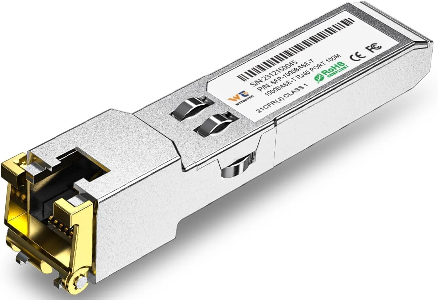 فرستنده و گیرنده 1000BASE-T SFP، ماژول 1.25G SFP به RJ45، SFP مسی به اترنت برای سیسکو SFP-GE-T، مراکی، Fortinet، Ubiquiti UniFi UF-RJ45-1G، D-Link، Supermicro، Netgear، TP-Link و غیره