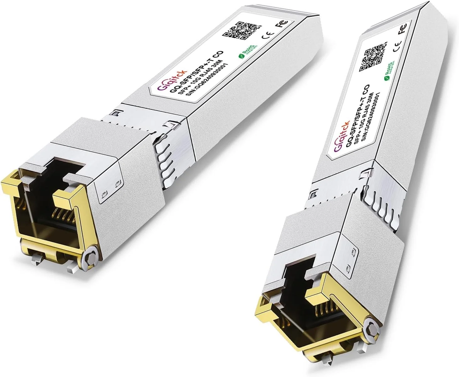 ماژول SFP+ به RJ45 10GBase-T، فرستنده و گیرنده شبکه اترنت مسی 1.25G/2.5G/5G/10G SFP برای Cisco SFP-10G-T-S، Ubiquiti UniFi UF-RJ45-10G، Meraki، Supermicro و غیره، تا 30 متر، 2 عدد