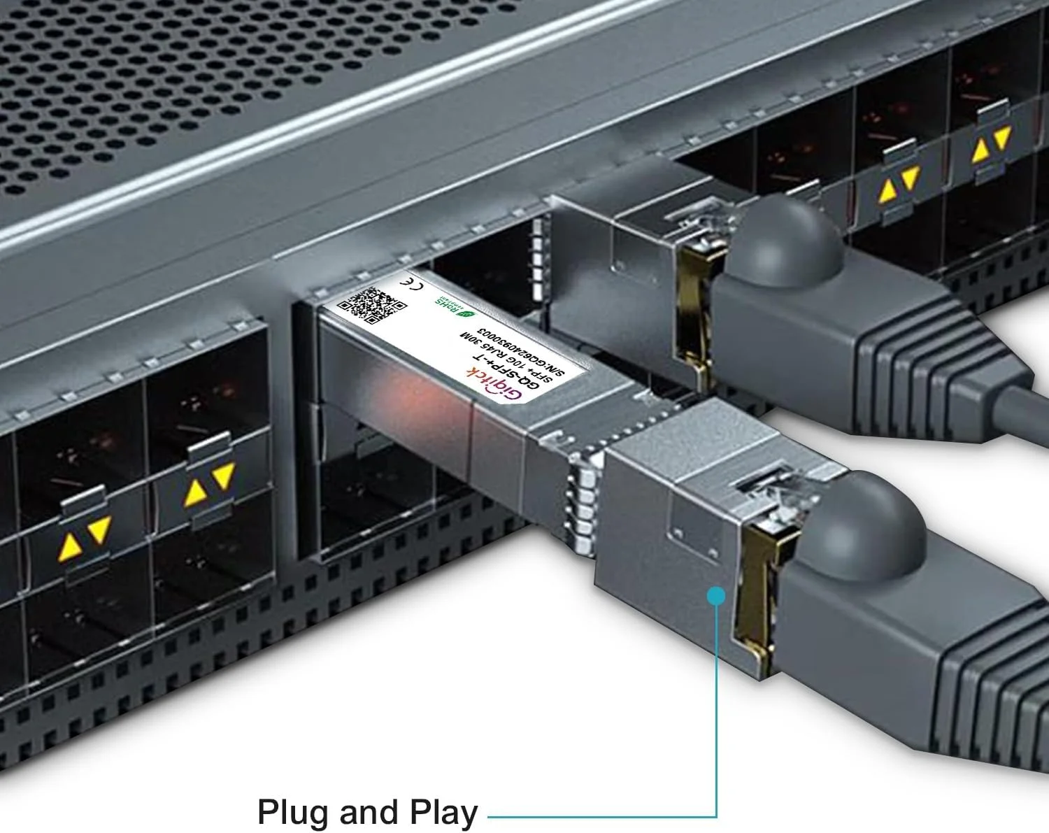 ماژول SFP+ به RJ45 10GBase-T، فرستنده و گیرنده شبکه اترنت مسی 1.25G/2.5G/5G/10G SFP برای Cisco SFP-10G-T-S، Ubiquiti UniFi UF-RJ45-10G، Meraki، Supermicro و غیره، تا 30 متر، 2 عدد
