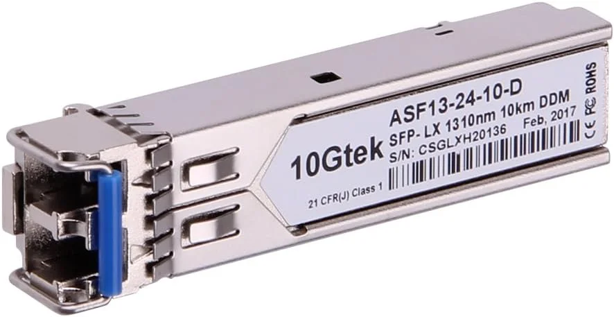 فرستنده و گیرنده نوری 10Gtek SFP برای Ubiquiti UF-SM-1G، ماژول SFP با سرعت 1.25 گیگابیت بر ثانیه، SMF، 1310 نانومتر، 10 کیلومتر، بسته 10 عددی