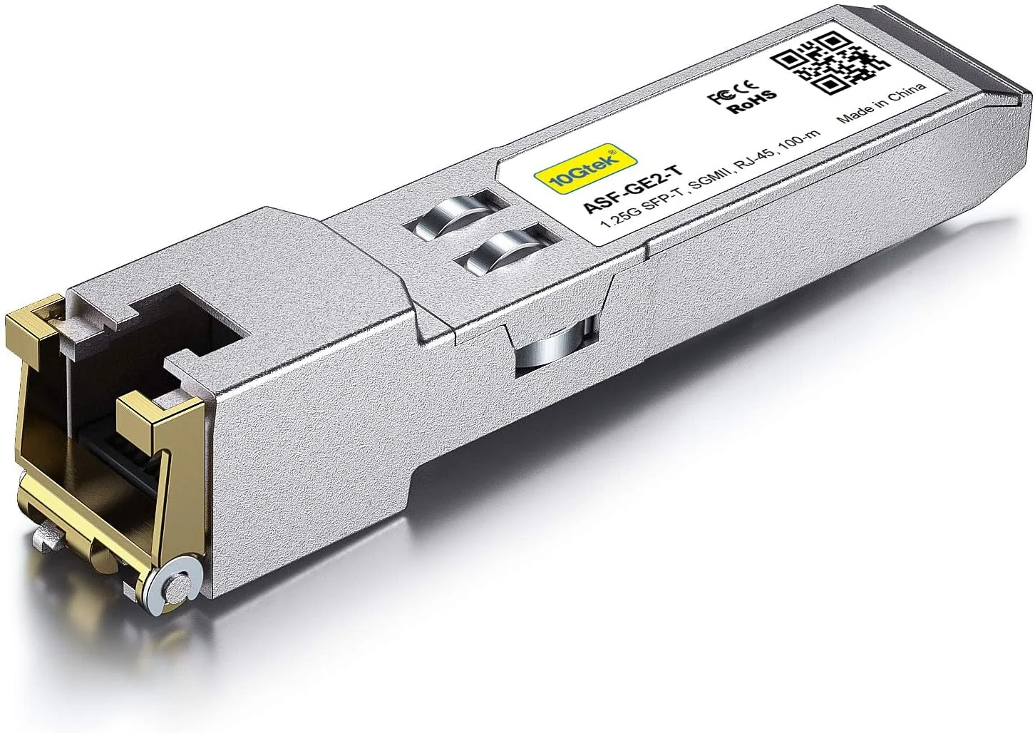 10Gtek فرستنده و گیرنده مسی SFP با سرعت 10/100/1000Base-T، ماژول SFP به RJ45 Mini-GBIC با قابلیت مذاکره خودکار، سازگار با Mikrotik S-RJ01