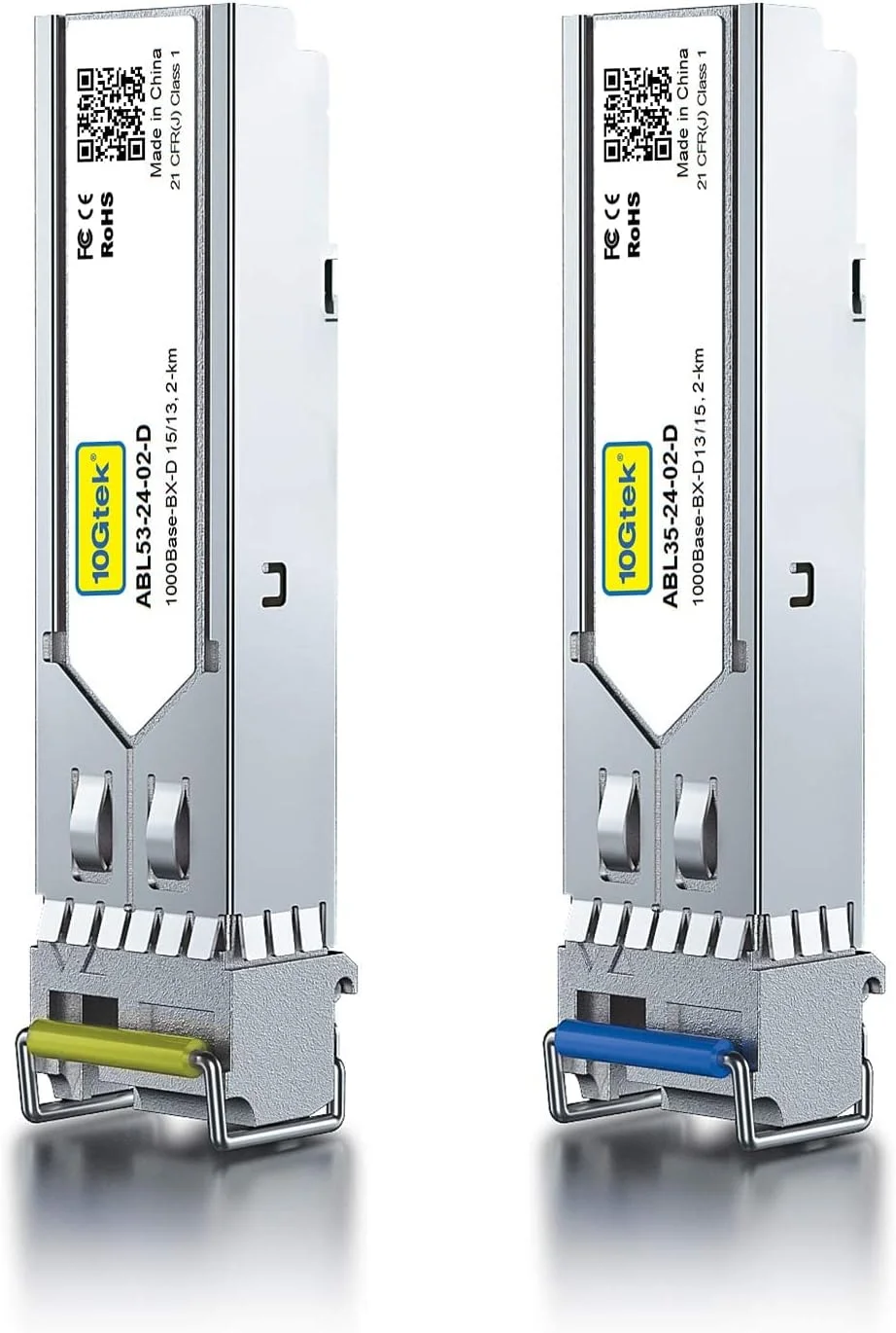 فرستنده و گیرنده دو جفتی 1.25G SFP Bidi 10Gtek، 1000Base-BIDI، 1550nm/1310nm SMF، تا 2~3 کیلومتر، برای سیسکو، Ubiquiti UniFi، Mikrotik، D-Link، Supermicro، Netgear و غیره.
