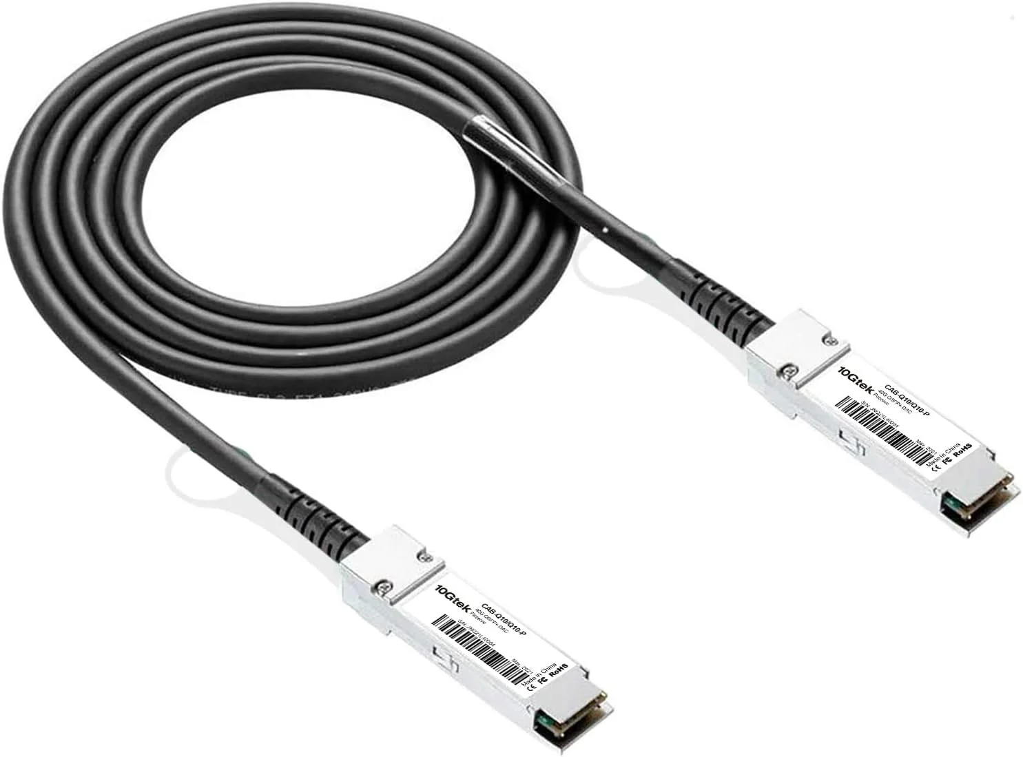 کابل مسی اتصال مستقیم غیرفعال 40G QSFP+ DAC 10Gtek - کابل Twinax QSFP مسی 40GBASE-CR4 برای سیسکو QSFP-H40G-CU1M، Meraki MA-CBL-40G-1M، Supermicro، Mikrotik، دستگاه های سوئیچ باز، 1 متری (3.3 فوت)