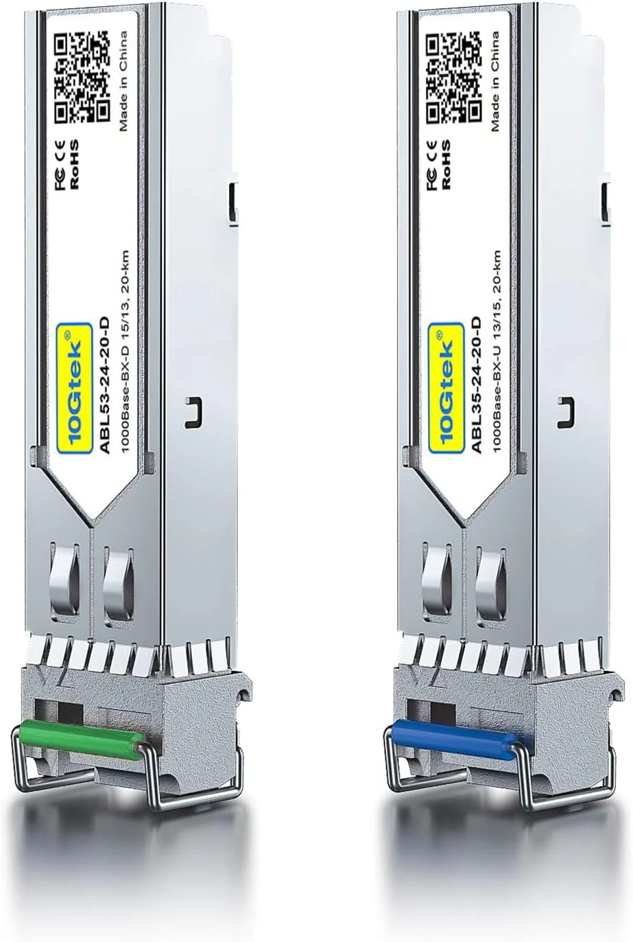 10Gtek فرستنده-گیرنده سیسکو، یک جفت ماژول فرستنده-گیرنده 1000BASE SFP Bidi، 20 کیلومتر