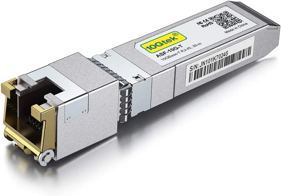 ماژول 10Gtek 10Gb SFP+ RJ45 - فرستنده و گیرنده مسی 10GBase-T برای Dell SFP+ 10GBASE-T، کابل CAT.6a/CAT7 RJ45، تا 30 متر، کنترلر Marvell 88X3310 PHY، آداپتور کارت رابط شبکه