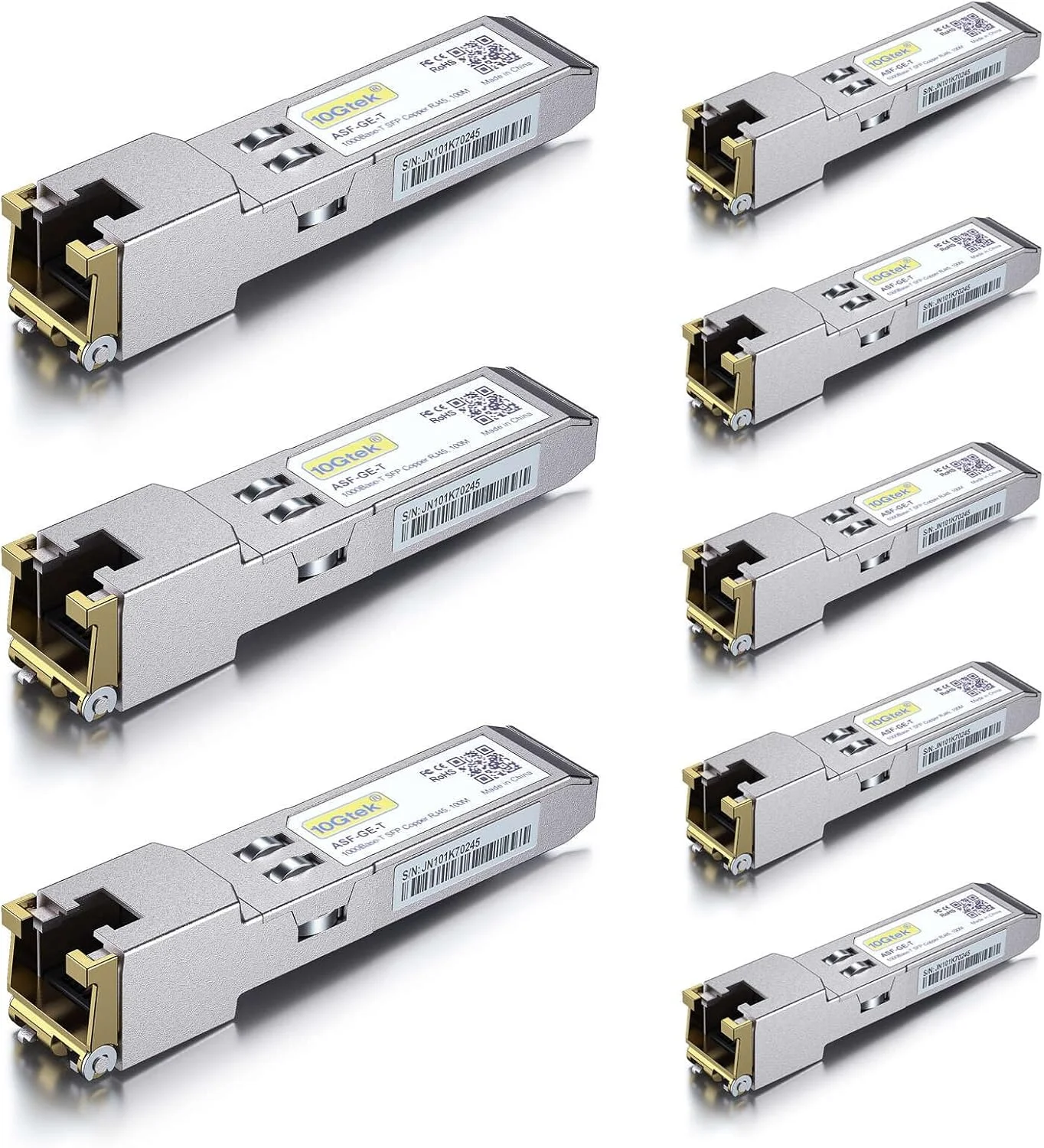 ماژول اترنت مسی 10Gtek SFP به RJ45 1000BASE-T، فرستنده و گیرنده گیگابیتی SFP-T برای سیسکو SFP-GE-T، مراکی، فورتینت، یوبیکویتی UniFi UF-RJ45-1G، دی-لینک، سوپرمیکرو، نت گیر، تی پی-لینک، بسته 8 عددی ماژول اترنت مسی 10Gtek SFP به RJ45 1000BASE-T، فرستنده و گیرنده گیگابیتی SFP-T برای سیسکو SFP-GE-T، مراکی، فورتینت، یوبیکویتی UniFi UF-RJ45-1G، دی-لینک، سوپرمیکرو، نت گیر، تی پی-لینک، بسته 8 عددی
