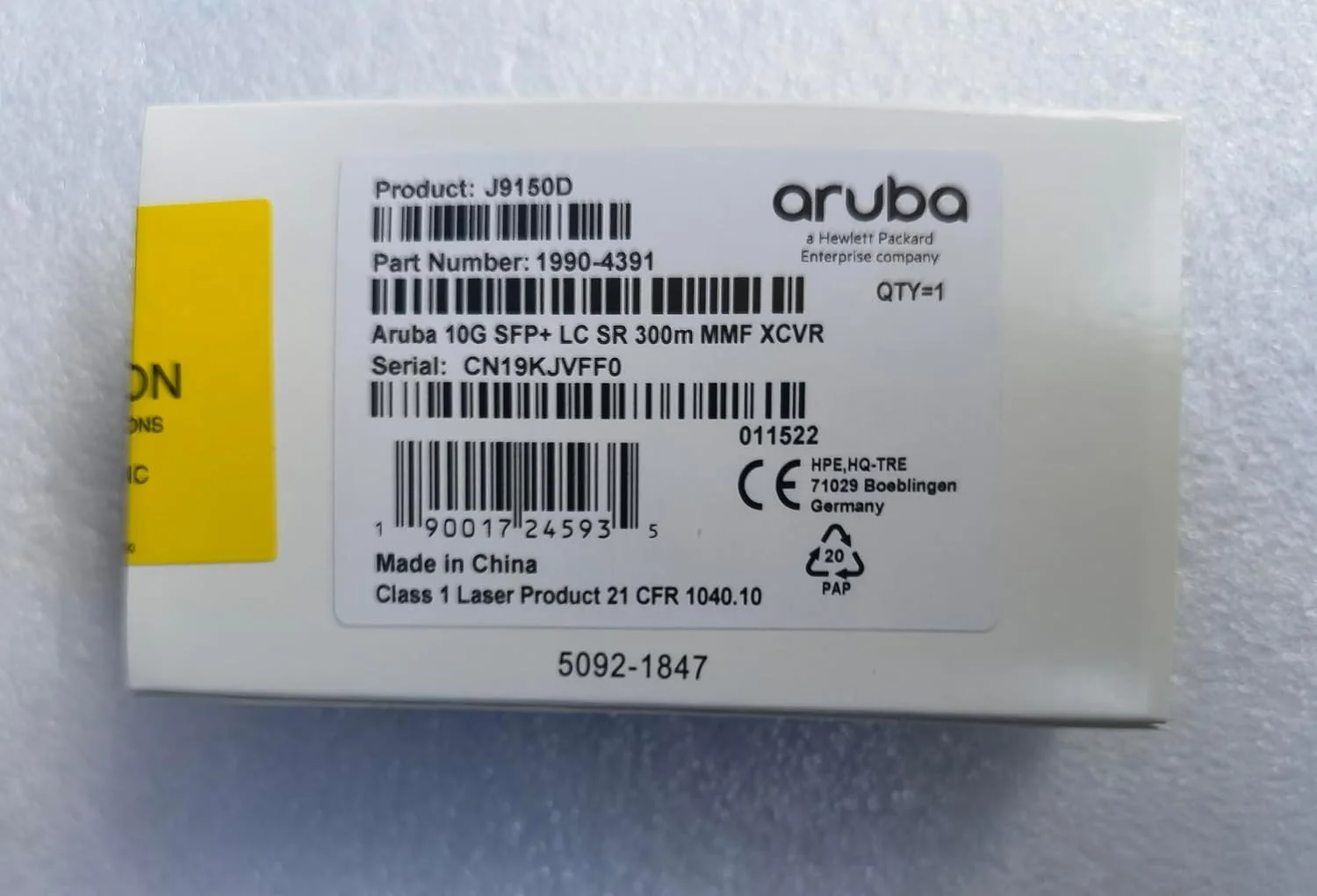 ماژول فرستنده و گیرنده Aruba J9150D 10GBASE-SR SFP+ 850nm 300m