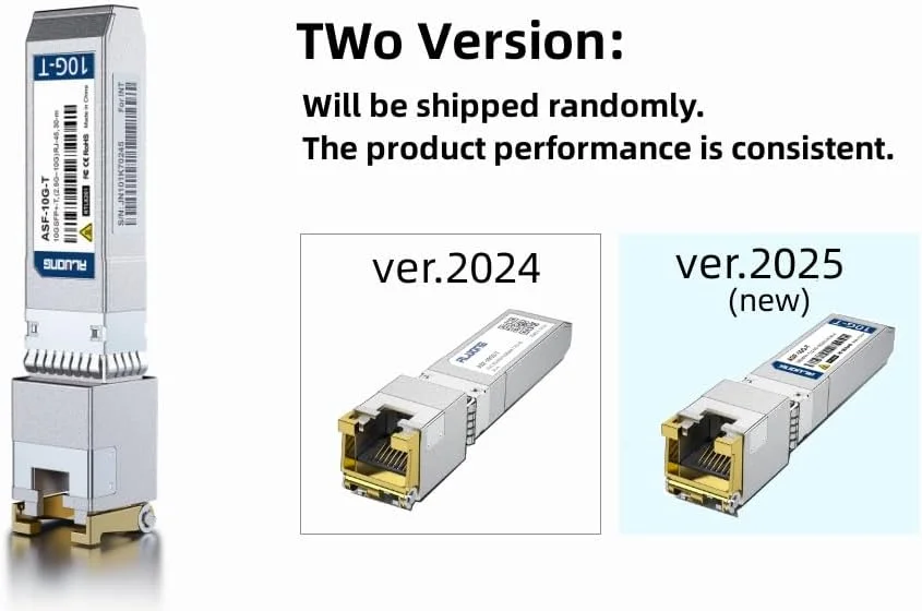 فرستنده و گیرنده 10GBASE-T SFP+، ماژول مسی SFP+ به RJ45. چند نرخی 2.5/5/10G، برای Cisco SFP-10G-T-S، Ubiquiti UniFi UF-RJ45-10G، Meraki، MikroTik S+RJ10، Netgear، D-Link و غیره، بسته 10 عددی