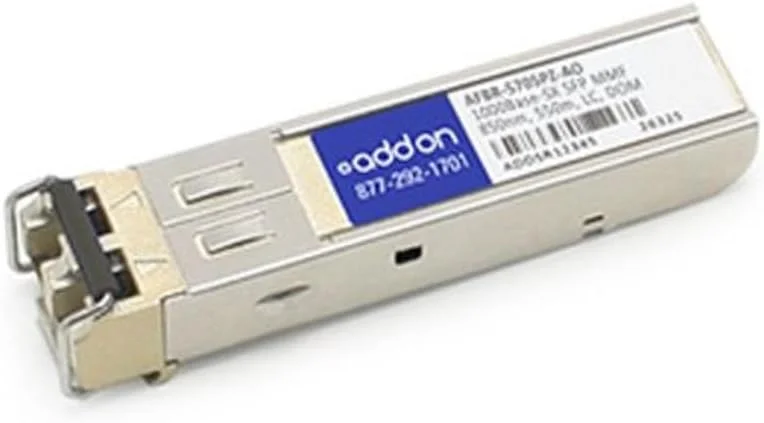 فرستنده و گیرنده SFP سازگار با AddOn Avago AFBR-5705PZ، منطبق با TAA، 1000Base-SX (MMF، 850 نانومتر، 550 متر، LC، DOM)