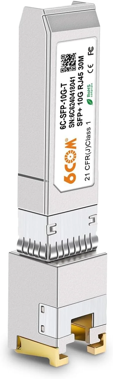 فرستنده و گیرنده 10GBase-T SFP+ 6COMGIGA، بسته 2 عددی، ماژول مسی 10G T SFP+ RJ45 برای سیسکو SFP-10G-T-S، یوبیکیوتی UF-RJ45-10G، نت گیر، دی-لینک، سوپرمیکرو، تی پی-لینک، تا 30 متر