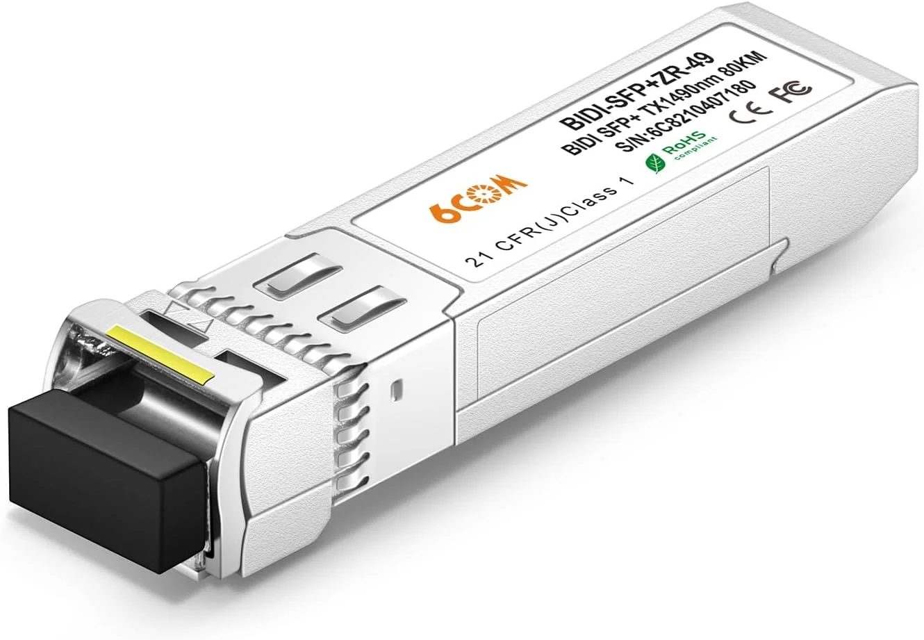 یک جفت فرستنده و گیرنده 10G BiDi SFP+ مدل 6COMGIGA، 10GBase-BIDI 1490nm/1550nm SMF، تا 80 کیلومتر، سازگار با سیسکو، یوبیکیوتی، میکروتیک، دی-لینک، سوپرمیکرو، نت‌گیر و سایر سوئیچ‌های باز