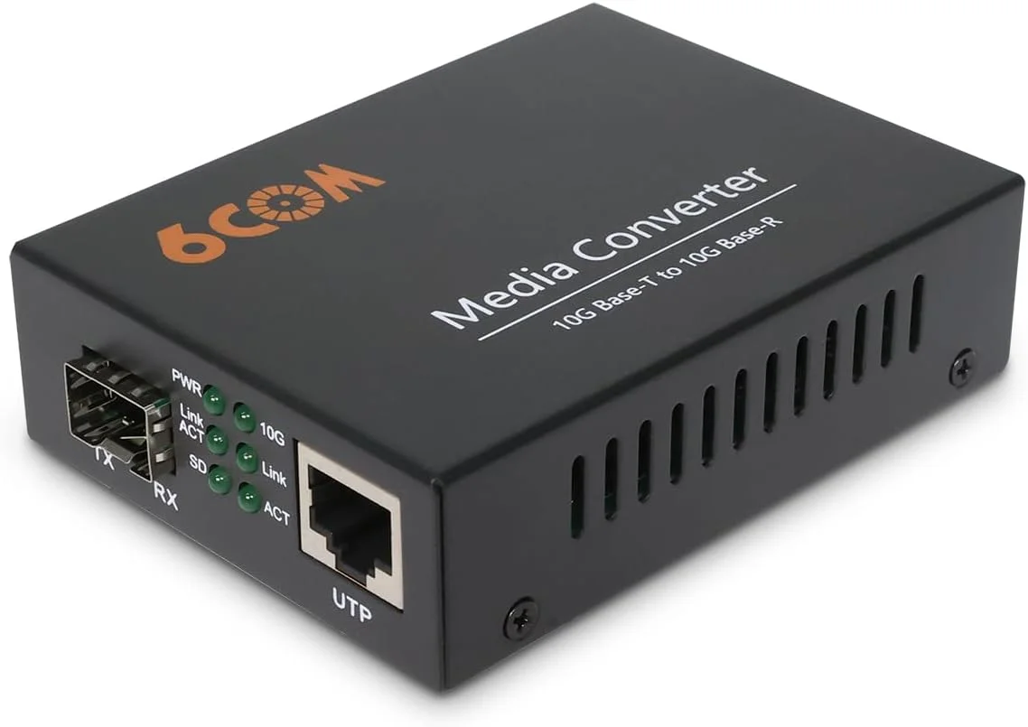 مبدل رسانه شبکه اترنت 10G، غیر مدیریتی 1x 100M/1G/2.5G/5G/10GBase-T RJ45 به 1x 10GBase-X SFP+ Slot، مبدل اترنت فیبر 10 گیگابیتی به مس UTP، AC 100V~240V یا DC 5~12V اختیاری