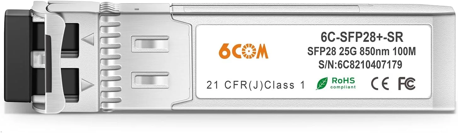 ماژول فرستنده-گیرنده نوری 6COMGIGA 25GBASE-SR SFP28 سازگار با Cisco SFP-25G-SR-S 850nm 100m DOM LC MMF