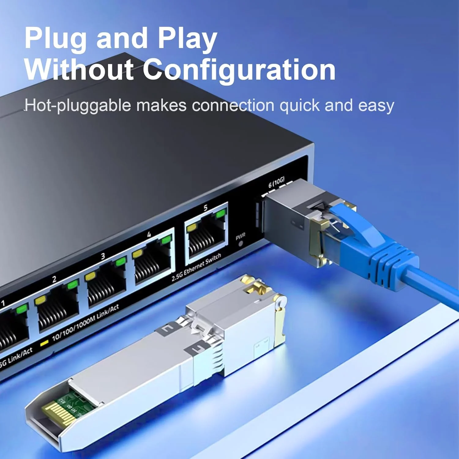 ماژول مسی SFP+ به RJ45 6COMGIGA، فرستنده و گیرنده 10GBase-T برای سیسکو SFP-10G-T-S، یوبیکیوتی، دی-لینک، سوپرمیکرو، نت گیر، میکروتیک، تا 30 متر