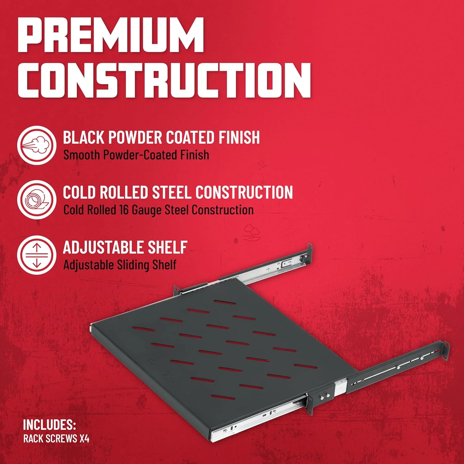 قفسه ریلی رک مونت گیتور Rackworks؛ سایز 1U - عمق 14.8 اینچ (GRW-SHELF1SLD)