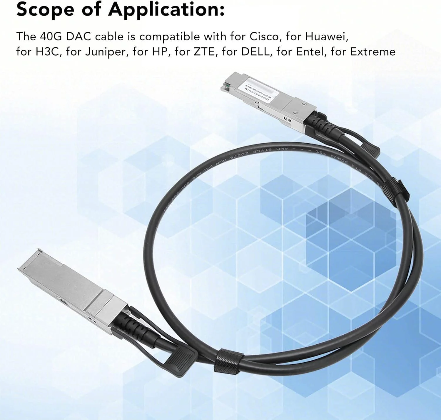 کابل پرسرعت Bewinner SFP+ DAC، کابل پرسرعت QSFP+ به QSFP+ 40G، کابل 1 متری DAC سازگار با H3C، Juniper، ZTE، Entel و Extreme کابل پرسرعت Bewinner SFP+ DAC، کابل پرسرعت QSFP+ به QSFP+ 40G، کابل 1 متری DAC سازگار با H3C، Juniper، ZTE، Entel و Extreme