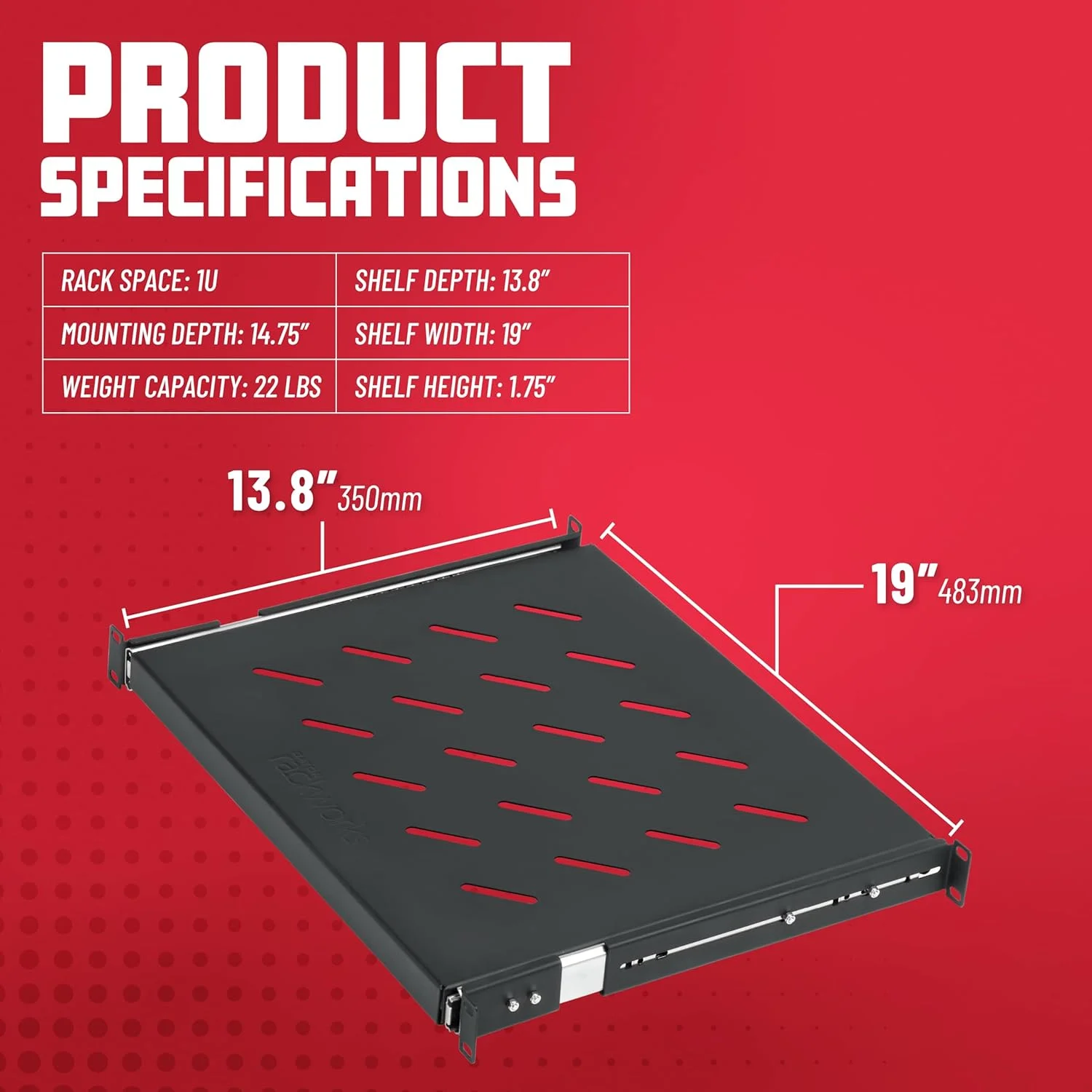 قفسه ریلی رک مونت گیتور Rackworks؛ سایز 1U - عمق 14.8 اینچ (GRW-SHELF1SLD)
