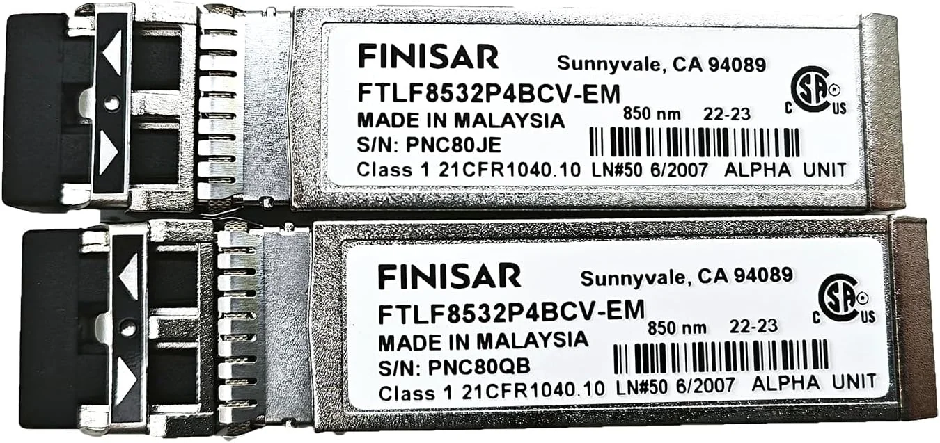 فیبر نوری کانال 32G (32G FC) موج کوتاه SFP فینیسار FTLF8532P4BCV-EM SFP28 32Gb SW Emulex 850nm MMF فرستنده و گیرنده