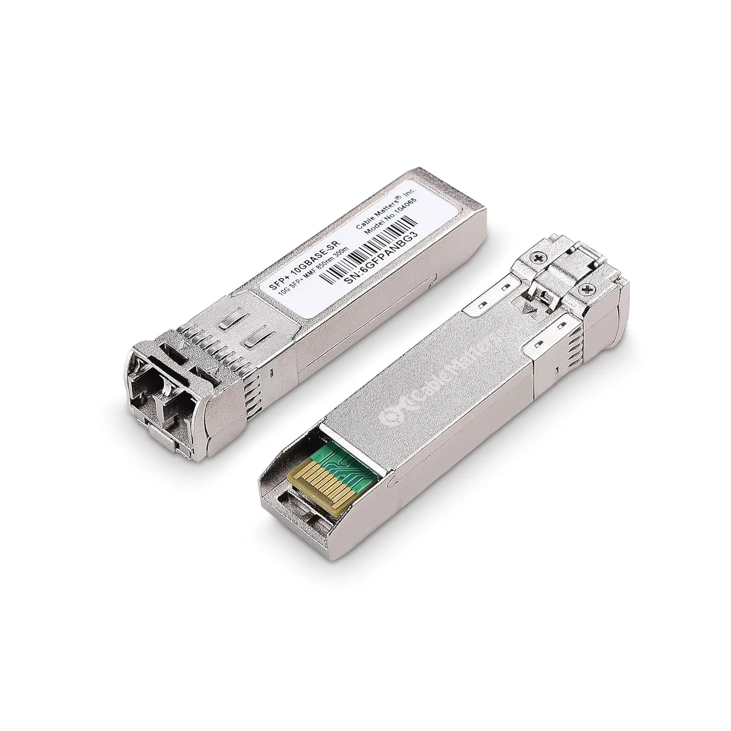 ماژول فیبر نوری 10GBASE-SR SFP+ به LC مالتی مود 10G Cable Matters بسته 2 عددی، سازگار با تجهیزات سیسکو، یوبیکیوتی، تی پی-لینک، هواوی، میکروتیک، نت گیر و سوپرمیکرو