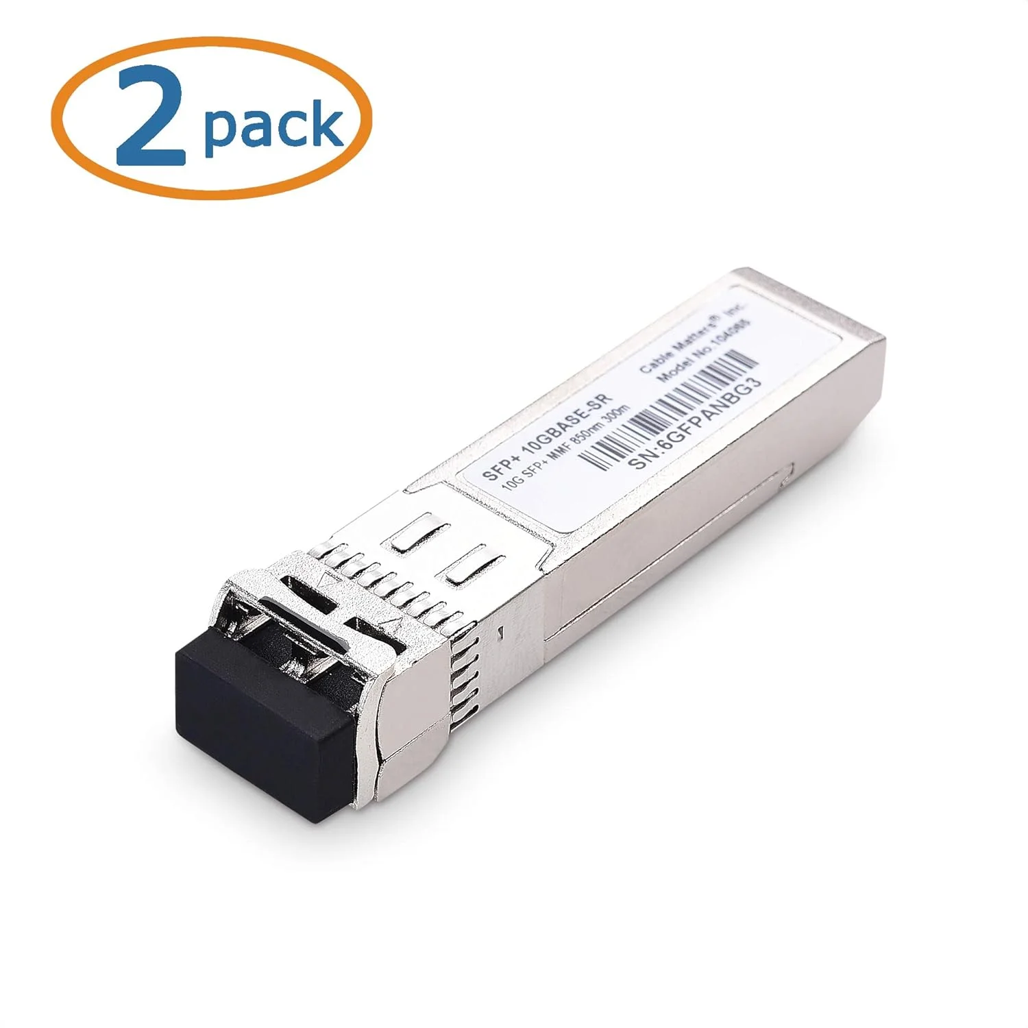 ماژول فیبر نوری 10GBASE-SR SFP+ به LC مالتی مود 10G Cable Matters بسته 2 عددی، سازگار با تجهیزات سیسکو، یوبیکیوتی، تی پی-لینک، هواوی، میکروتیک، نت گیر و سوپرمیکرو