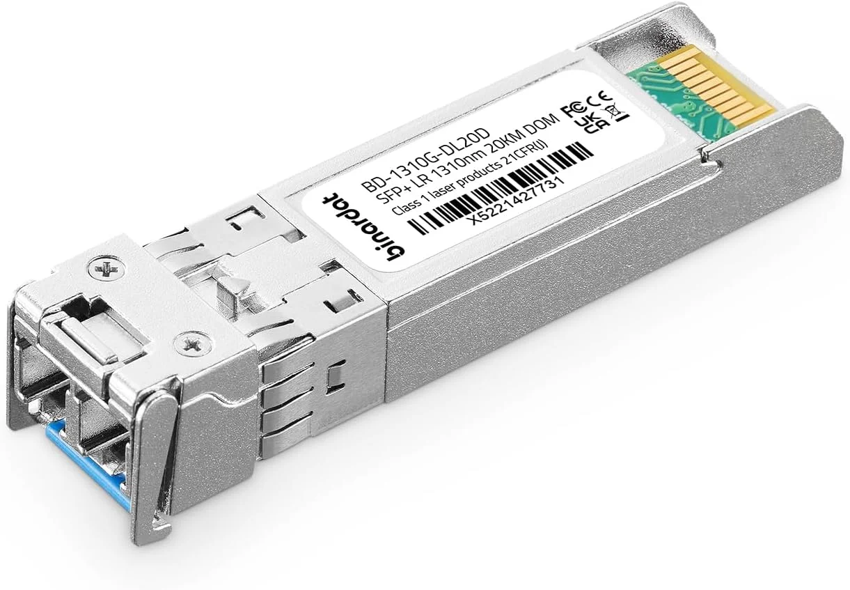 فرستنده و گیرنده 10GBase-LR SFP+، ماژول LC تک حالته SFP، 1310 نانومتر SMF، تا 10 کیلومتر، Plug and Play، سازگار با Binardat، MokerLink، Cisco، Meraki، Ubiquiti UniFi، Mikrotik، TP-Link و غیره