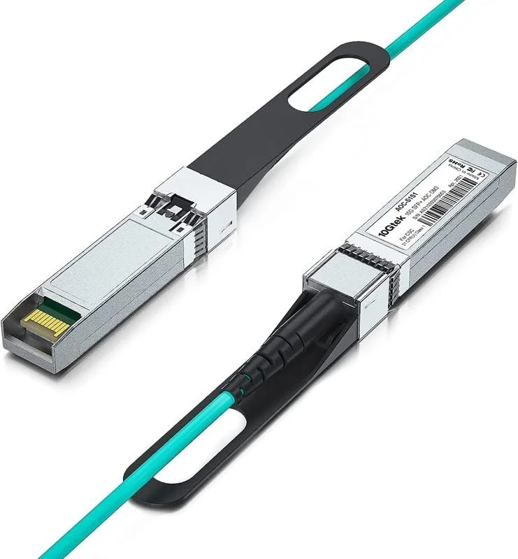 کابل فیبر نوری فعال 10G SFP+ AOC - کابل فیبر نوری اتصال مستقیم OM3 MMF SFP+ به SFP+ 10GbE با کانکتورهای SFP+ برای سیسکو SFP-10G-AOC25M، یوبیکیوتی UniFi، سوپرمیکرو، میکروتیک، 25 متر
