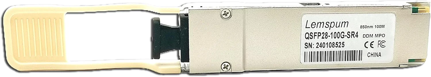 ماژول چندحالته 100G SR QSFP28، 4 عددی، 100GBASE-SR4 850nm 100m DOM MPO-12/UPC MMF فرستنده و گیرنده نوری، پشتیبانی از 4 x 25G-SR سازگار با Juniper JNP-QSFP-100G-SR4، Arista/Brocade/Dell SFP-100G-SR4 و غیره.