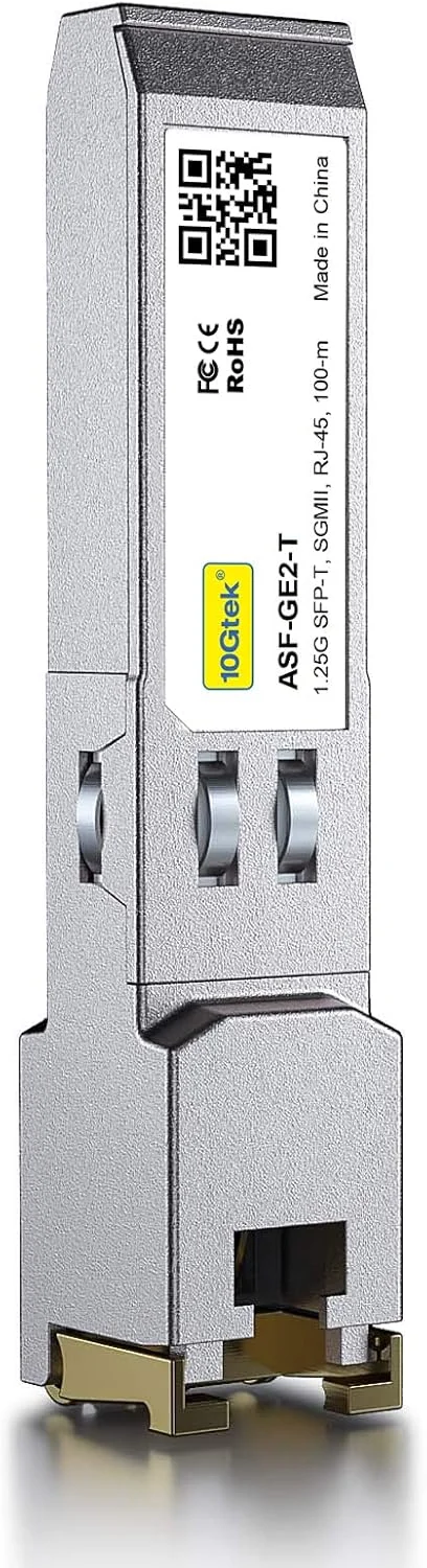 ماژول فرستنده و گیرنده مسی 10Gtek 10/100/1000Base-T SFP، ماژول Mini-GBIC SFP به RJ45 با قابلیت مذاکره خودکار، سازگار با Mikrotik S-RJ01