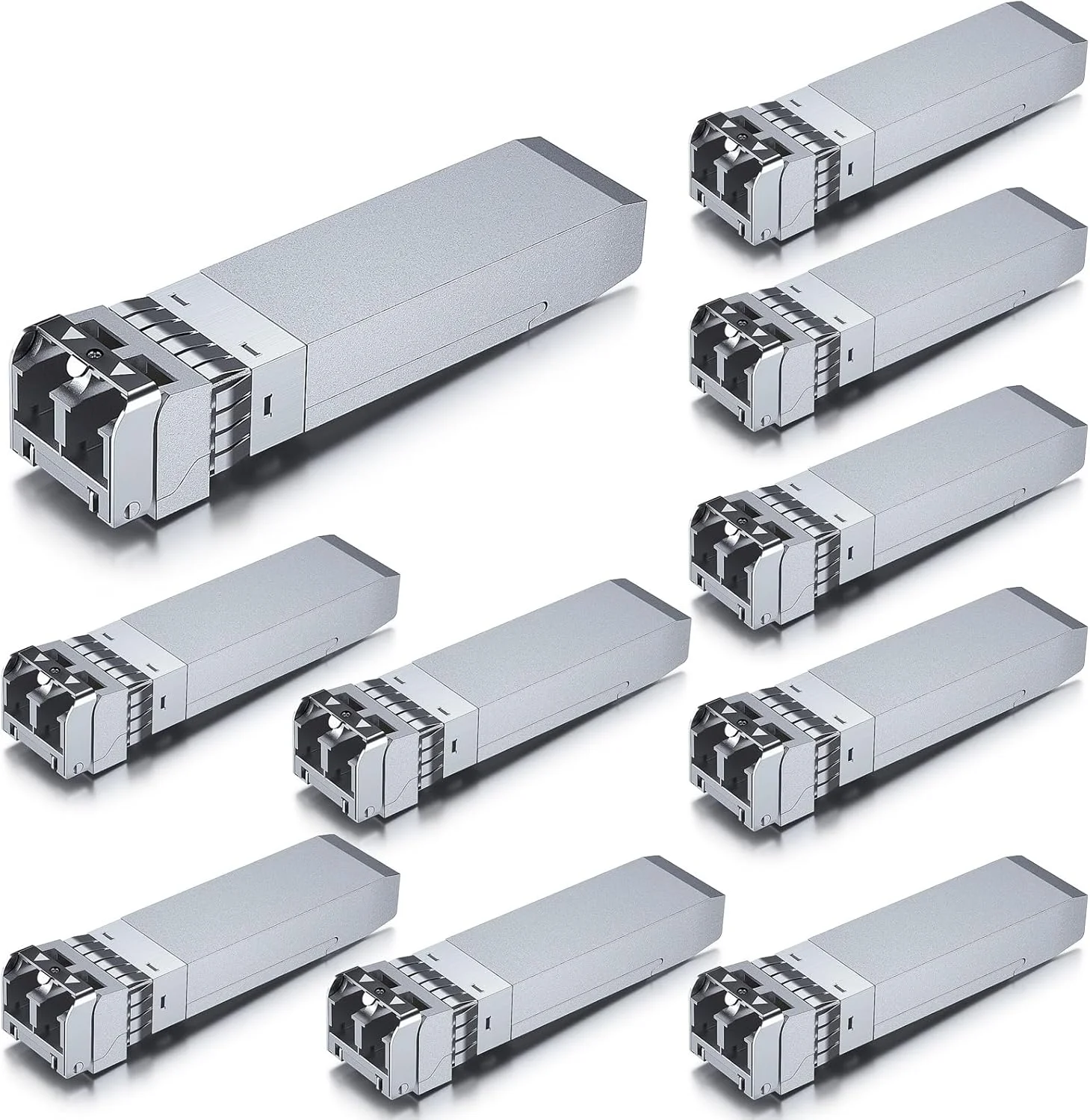 10Gtek برای سیسکو SFP-10G-SR، ماژول فرستنده و گیرنده SFP+ با سرعت 10 گیگابیت بر ثانیه، 10GBASE-SR، MMF، 850 نانومتر، 300 متر، بسته 10 عددی