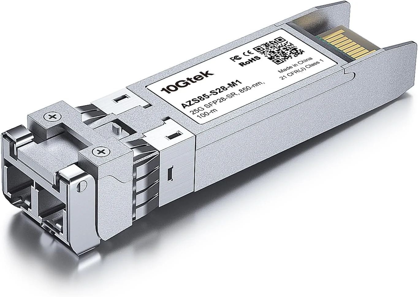 فرستنده و گیرنده 10Gtek 25G SFP28 SFP+ SR، ماژول نوری 25GBase-SR Duplex LC MMF برای Cisco SFP-25G-SR-S، 850 نانومتر، DDM، تا 100 متر، بسته 10 عددی