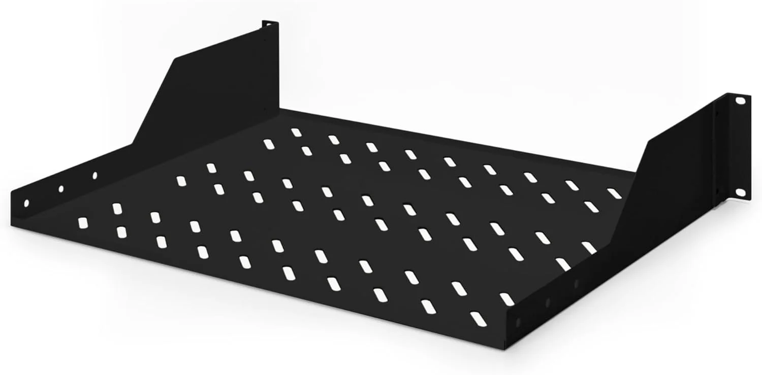 طبقه ثابت DIGITUS - ۱۹ اینچ - 2U - نصب در جلو - ظرفیت بار ۲۵ کیلوگرم - برای رک های شبکه و سرور - از عمق کابینت ۴۵۰ میلی متر - مشکی