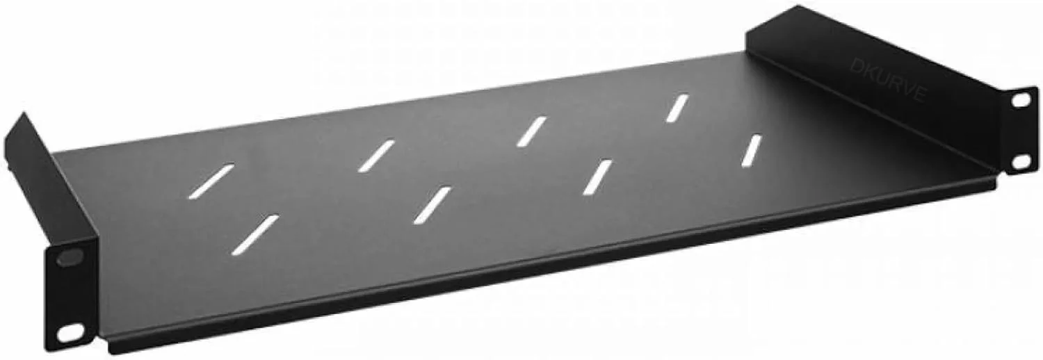 سینی قفسه ای طره ای 1U DKURVE® با تهویه، مناسب برای نصب در رک، عمق 250 میلی متر، مشکی، برای کابینت های دیواری - فولاد بادوام و سنگین - رک و کابینت تجهیزات شبکه