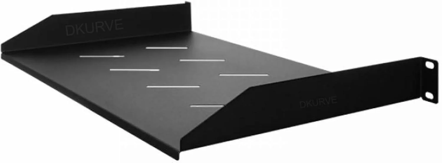 سینی قفسه ای طره ای 1U DKURVE® با تهویه، مناسب برای نصب در رک، عمق 250 میلی متر، مشکی، برای کابینت های دیواری - فولاد بادوام و سنگین - رک و کابینت تجهیزات شبکه