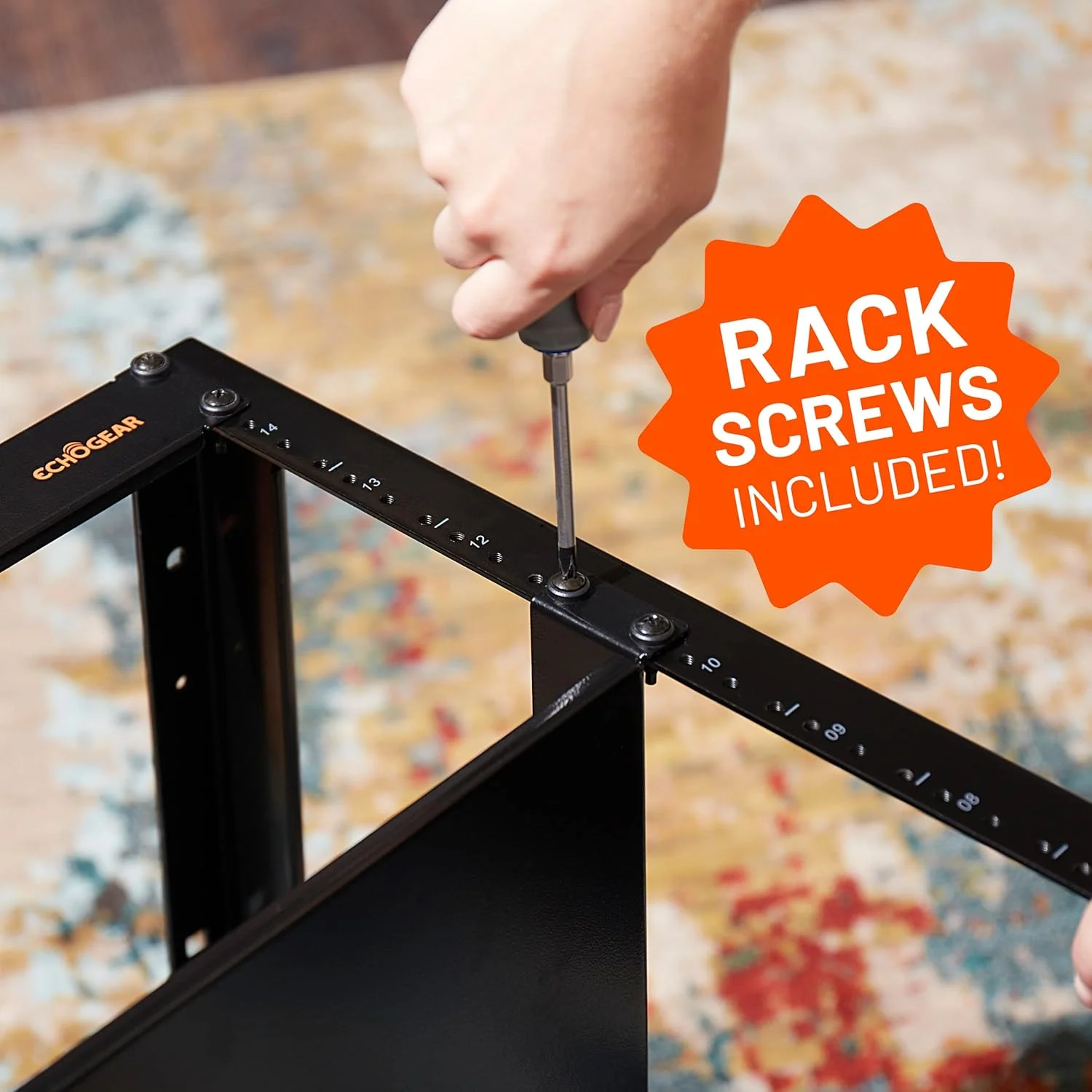 قفسه رک 3U ایکوگیر - طراحی جهانی مناسب برای هر رک - تحمل وزن تا 34 کیلوگرم سرور، تجهیزات شبکه یا تجهیزات صوتی و تصویری - قفسه فولادی به عمق 38 سانتی متر با طراحی تهویه دار - شامل سخت افزار نصب