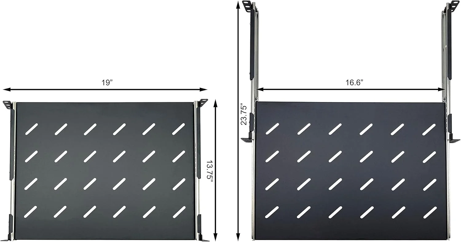 سینی قفسه ای کشویی Electriduct 1U با عمق 14 اینچ - سینی نصب رک 19 اینچی جهانی برای تجهیزات شبکه، کابینت سرور، سیستم صوتی