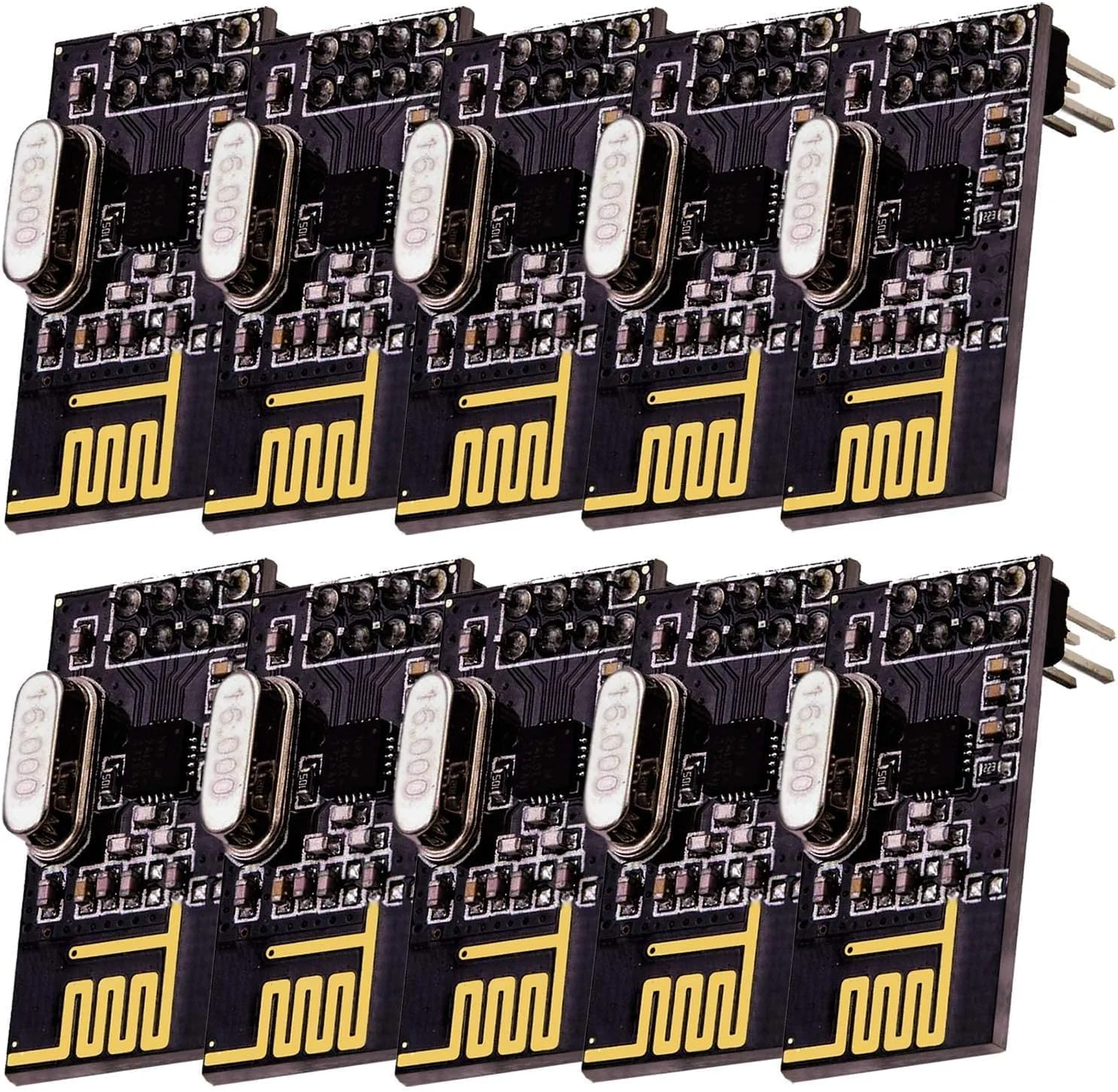 AZDelivery 10 عدد ماژول فرستنده و گیرنده بی سیم 2.4 گیگاهرتز NRF24L01+ سازگار با آردوینو و ESP8266 به همراه کتاب الکترونیکی!