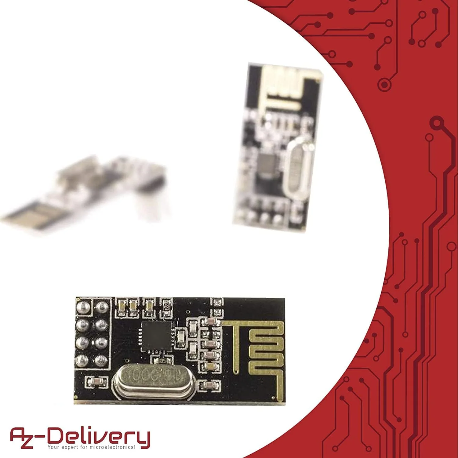 AZDelivery 10 عدد ماژول فرستنده و گیرنده بی سیم 2.4 گیگاهرتز NRF24L01+ سازگار با آردوینو و ESP8266 به همراه کتاب الکترونیکی!