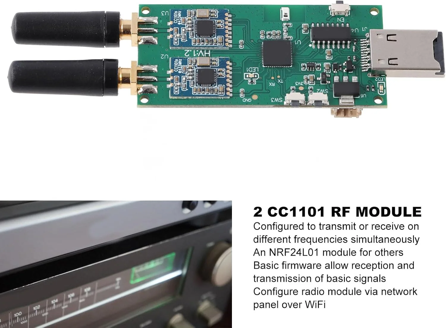 فرستنده و گیرنده رادیویی Brilluxa، ماژول شبکه بی‌سیم WiFi با فرکانس 300MHz-348MHz، 387MHz-464MHz، 779MHz-928MHz، 2.4GHz، ماژول ارتباطی RF برای امنیت و انتقال داده