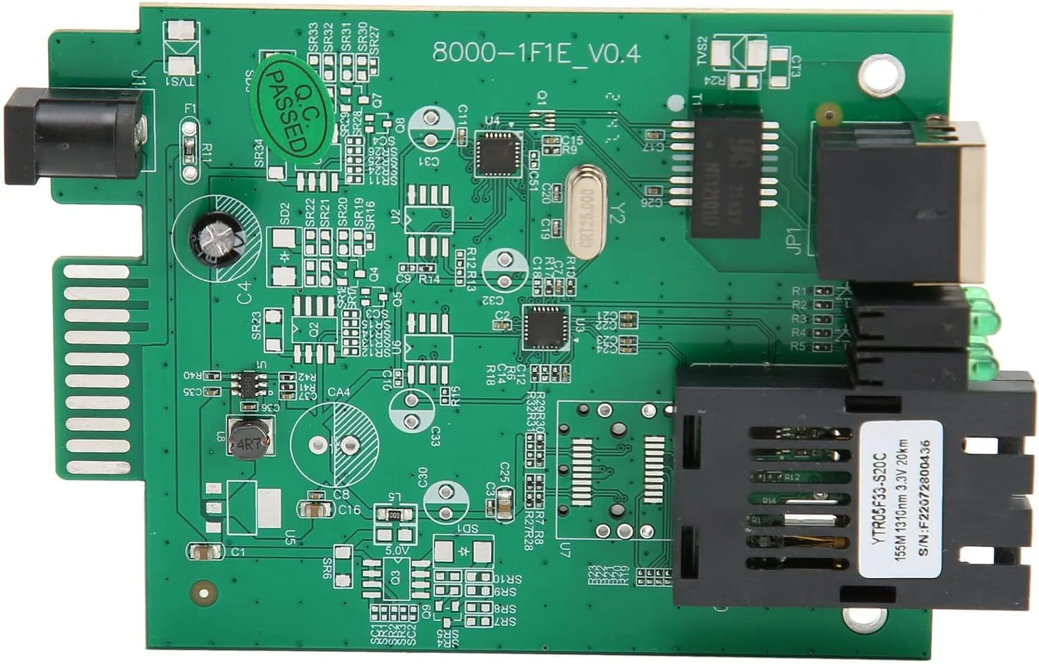 ماژول مبدل فیبر نوری، فرستنده و گیرنده فیبر SC، نشانگر وضعیت LED، سرعت اترنت 100 مگابیت بر ثانیه، فیبر دوگانه تک حالته 100M 25KM، پورت RJ45