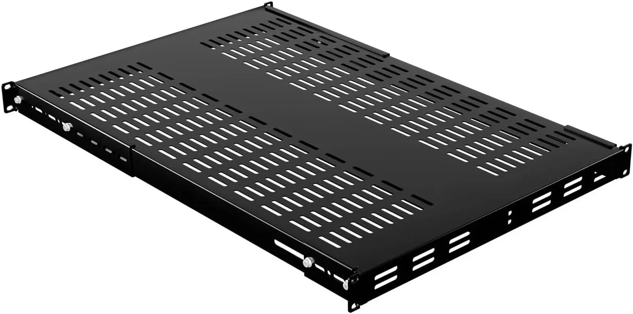 قفسه ثابت رک مونت با عمق قابل تنظیم IOGEAR 1U - دارای تهویه - سنگین وزن - 49.5 تا 97.3 سانتی متر، ظرفیت 150 کیلوگرم، برای رک ها و کابینت های سرور/شبکه/تجهیزات 19 اینچی، GRSH01