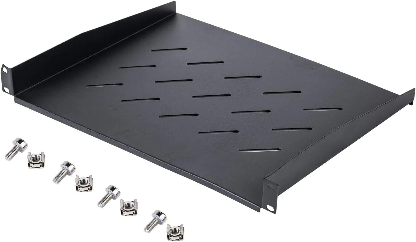 سینی رک معلق جهانی کنوکو، عمق 34.8 سانتی متر، برای رک های تجهیزات 19 اینچی. فولاد نورد سرد 1.2 میلی متری سنگین، ظرفیت 27 کیلوگرم (مشکی 1U x 34.8 سانتی متر)